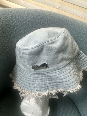 Frank Winter Fringed Denim Bucket Hat O/S